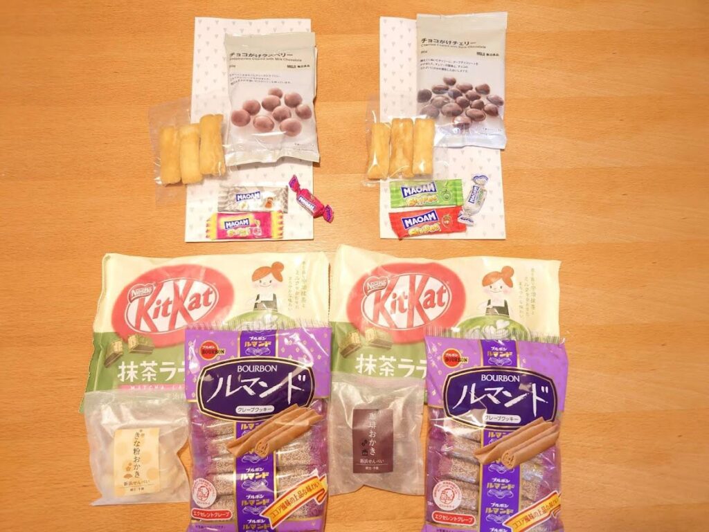 お土産に用意した日本のお菓子たち。